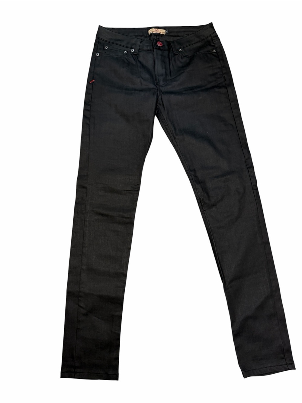 Marc Nelson Black Coated Skinny Jeans Women’s 29 Satin Sheen 31 Inseam, USA Made
